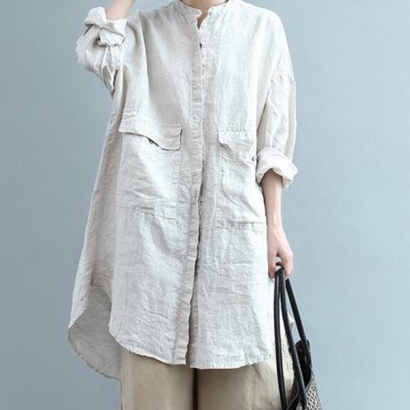 Relaxed Linen Cotton Zen Shirt/Dress - Picture 2 of 6